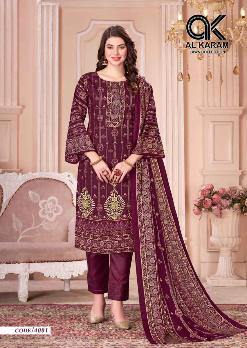 Al Karam Mahjabeen Vol 4 Cotton Dress Material 8 pcs Catalogue