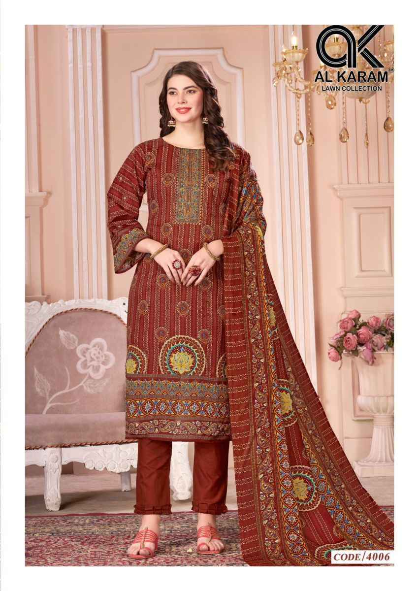 Al Karam Mahjabeen Vol 4 Cotton Dress Material 8 pcs Catalogue