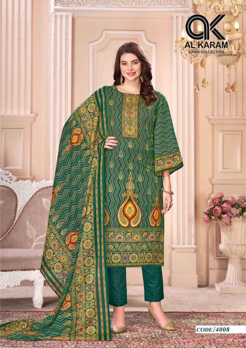 Al Karam Mahjabeen Vol 4 Cotton Dress Material 8 pcs Catalogue