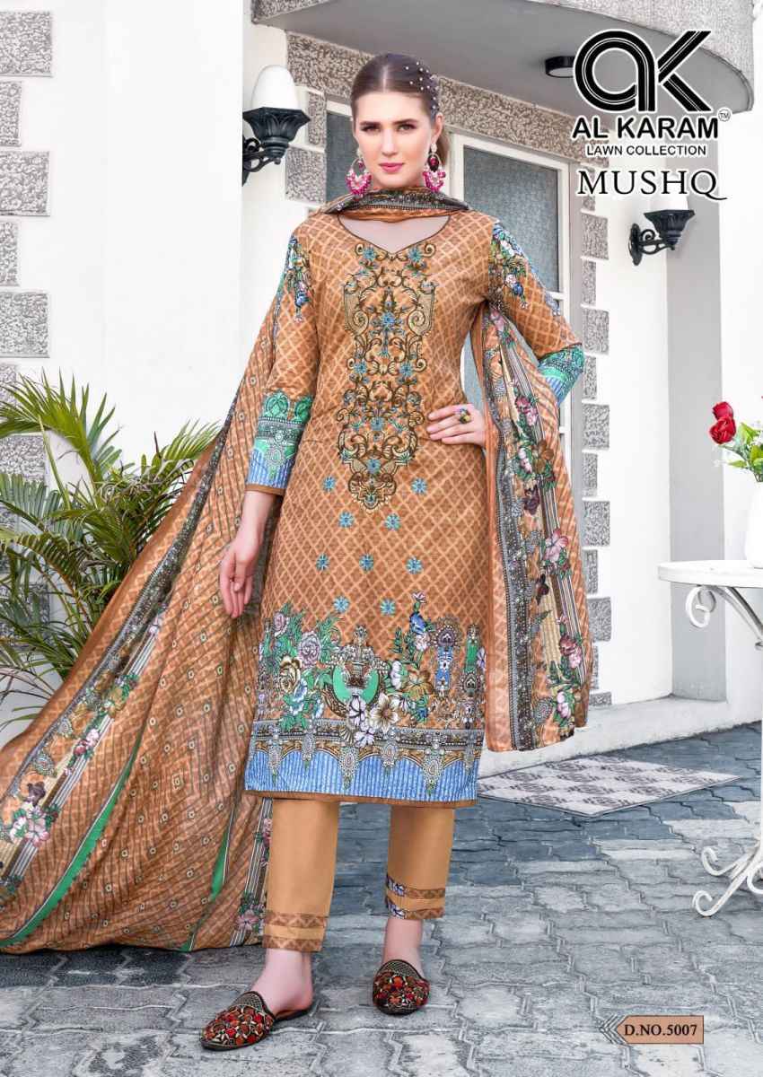 AL Karam Mushq Cotton Dupatta Vol 5 Cotton Dress Material 8 pcs Catalogue