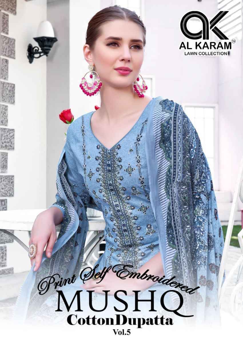 AL Karam Mushq Cotton Dupatta Vol 5 Cotton Dress Material 8 pcs Catalogue