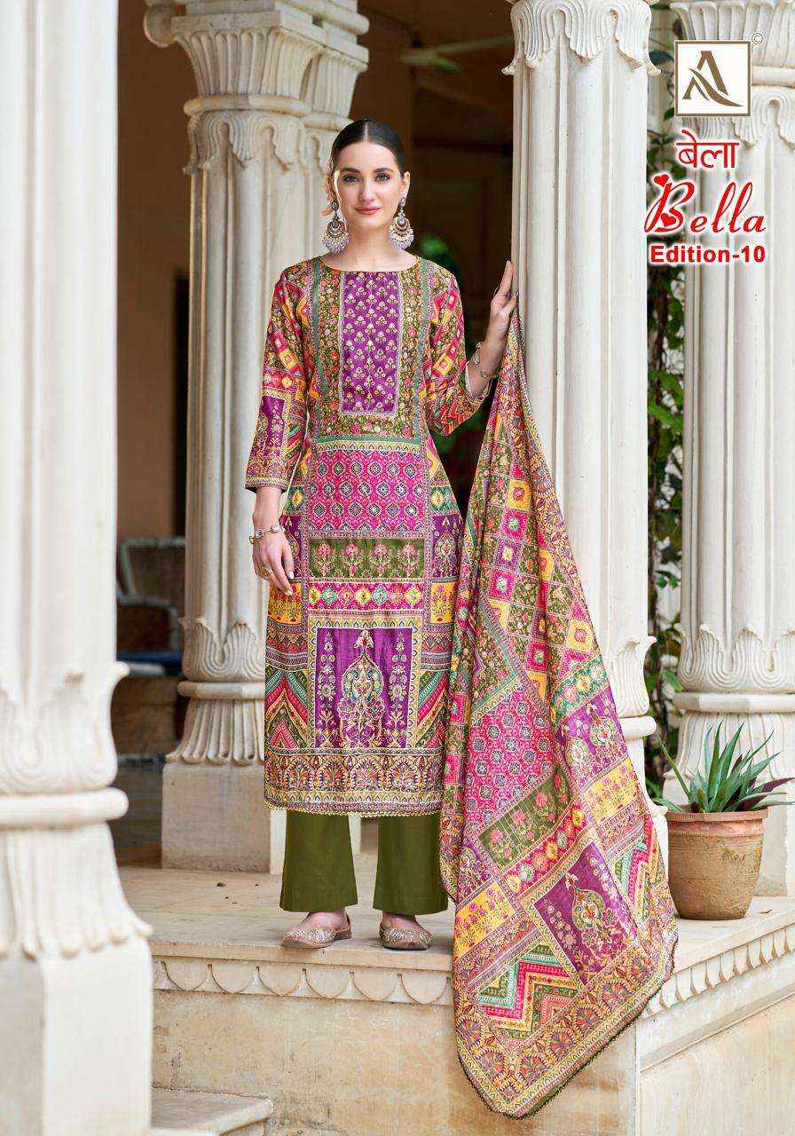 Alok Bella Edition 10 Muslin Dress Material 6 pcs Catalogue