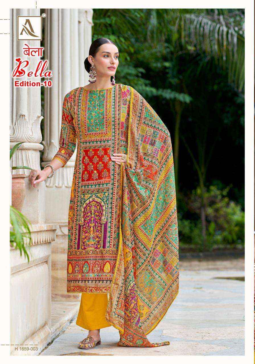 Alok Bella Edition 10 Muslin Dress Material 6 pcs Catalogue
