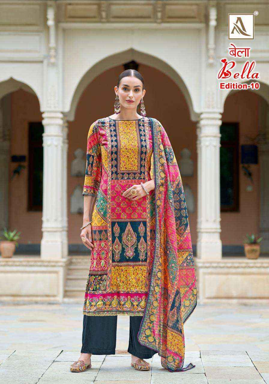 Alok Bella Edition 10 Muslin Dress Material 6 pcs Catalogue