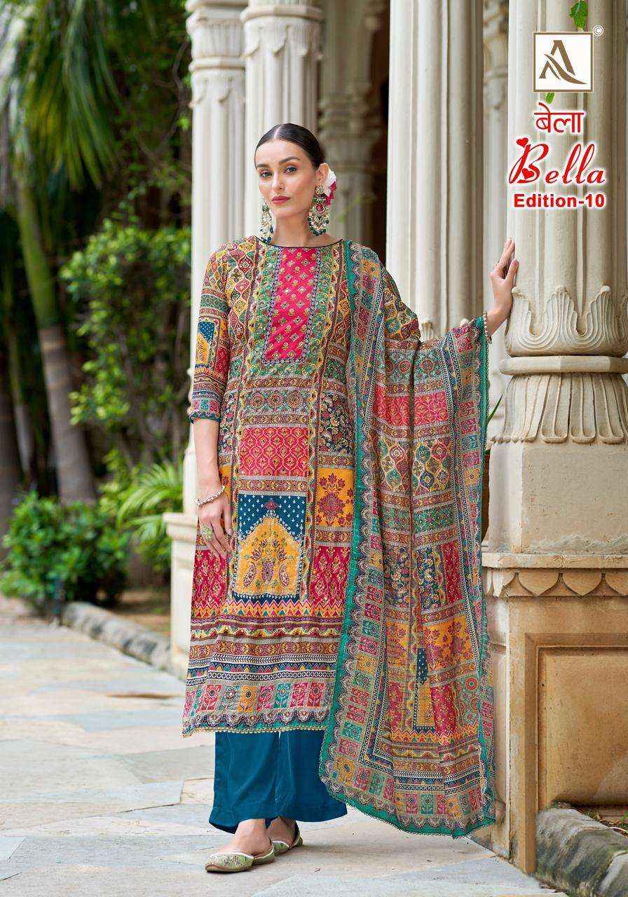 Alok Bella Edition 10 Muslin Dress Material 6 pcs Catalogue