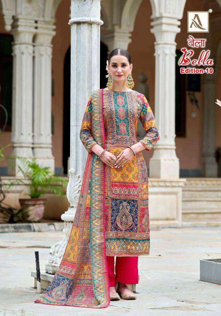 Alok Bella Edition 10 Muslin Dress Material 6 pcs Catalogue