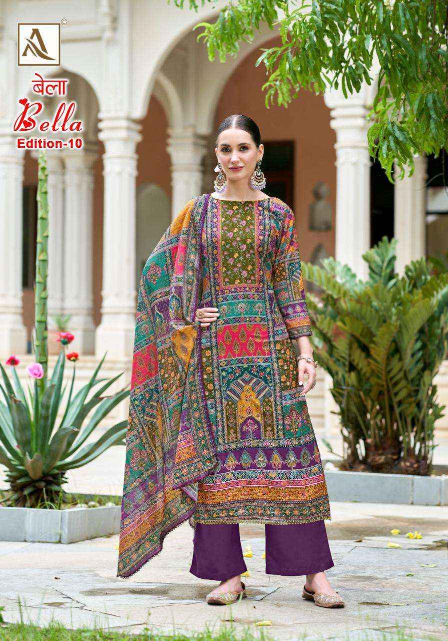 Alok Bella Edition 10 Muslin Dress Material 6 pcs Catalogue