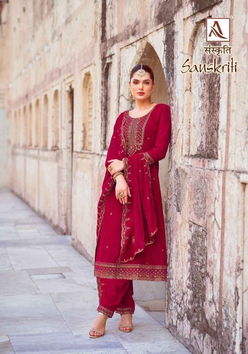 Alok Sanskriti Velvet Embroidery Dress Material 4 pcs Catalogue