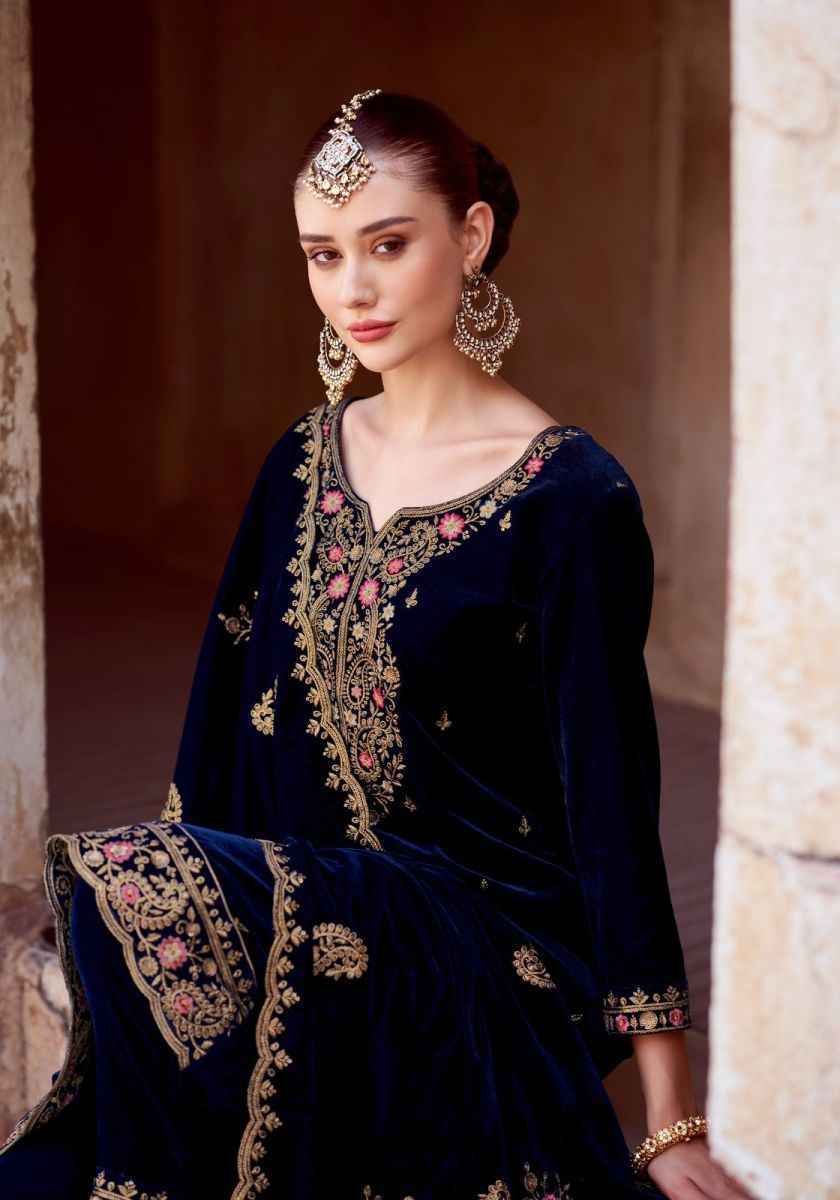 Alok Sanskriti Velvet Embroidery Dress Material 4 pcs Catalogue