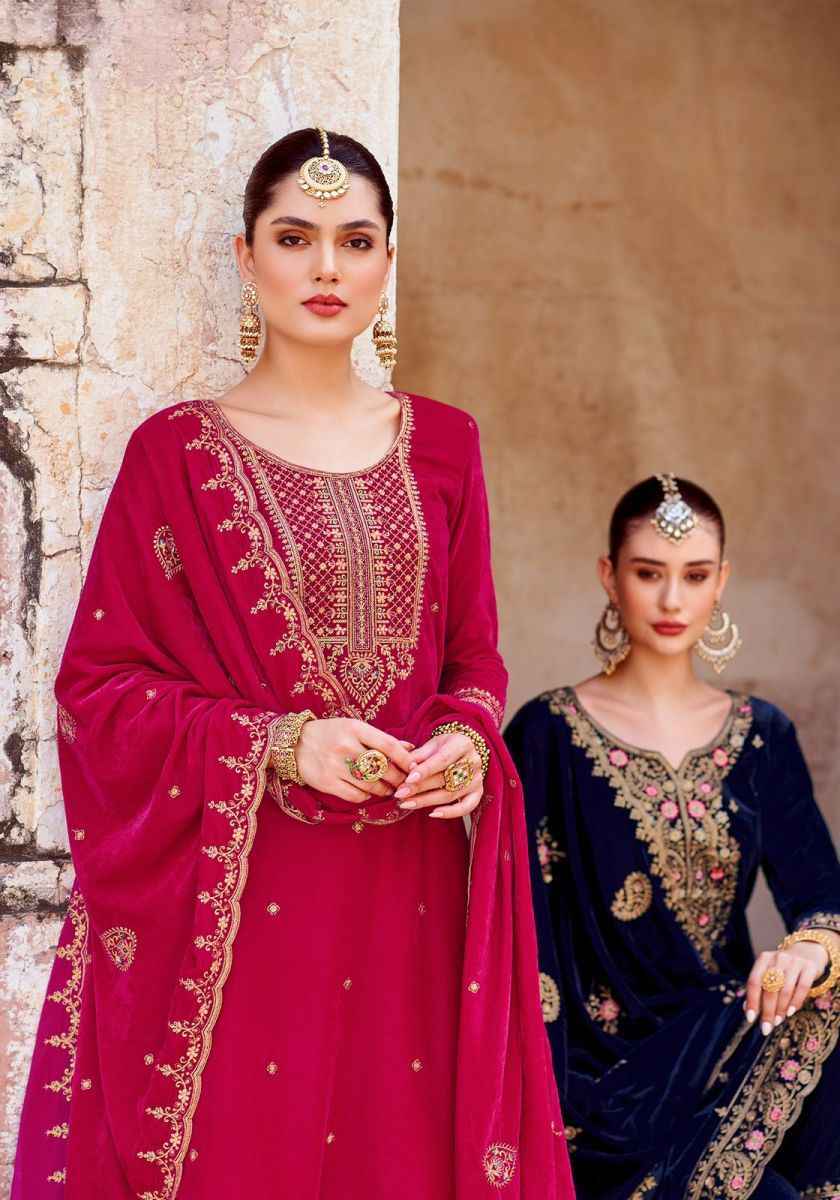 Alok Sanskriti Velvet Embroidery Dress Material 4 pcs Catalogue