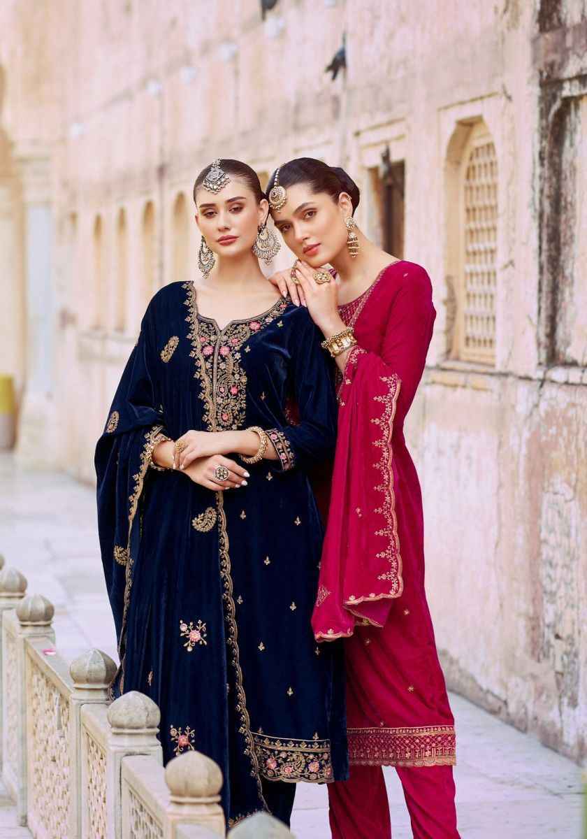 Alok Sanskriti Velvet Embroidery Dress Material 4 pcs Catalogue