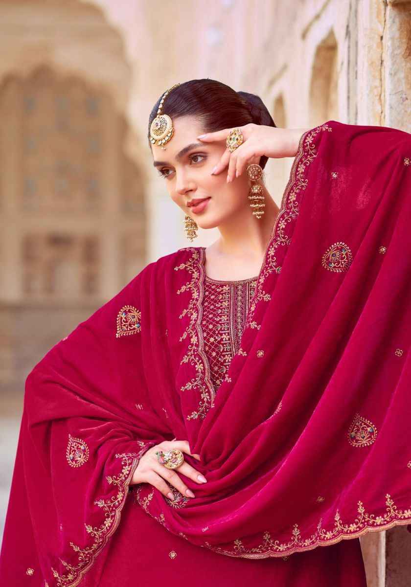 Alok Sanskriti Velvet Embroidery Dress Material 4 pcs Catalogue