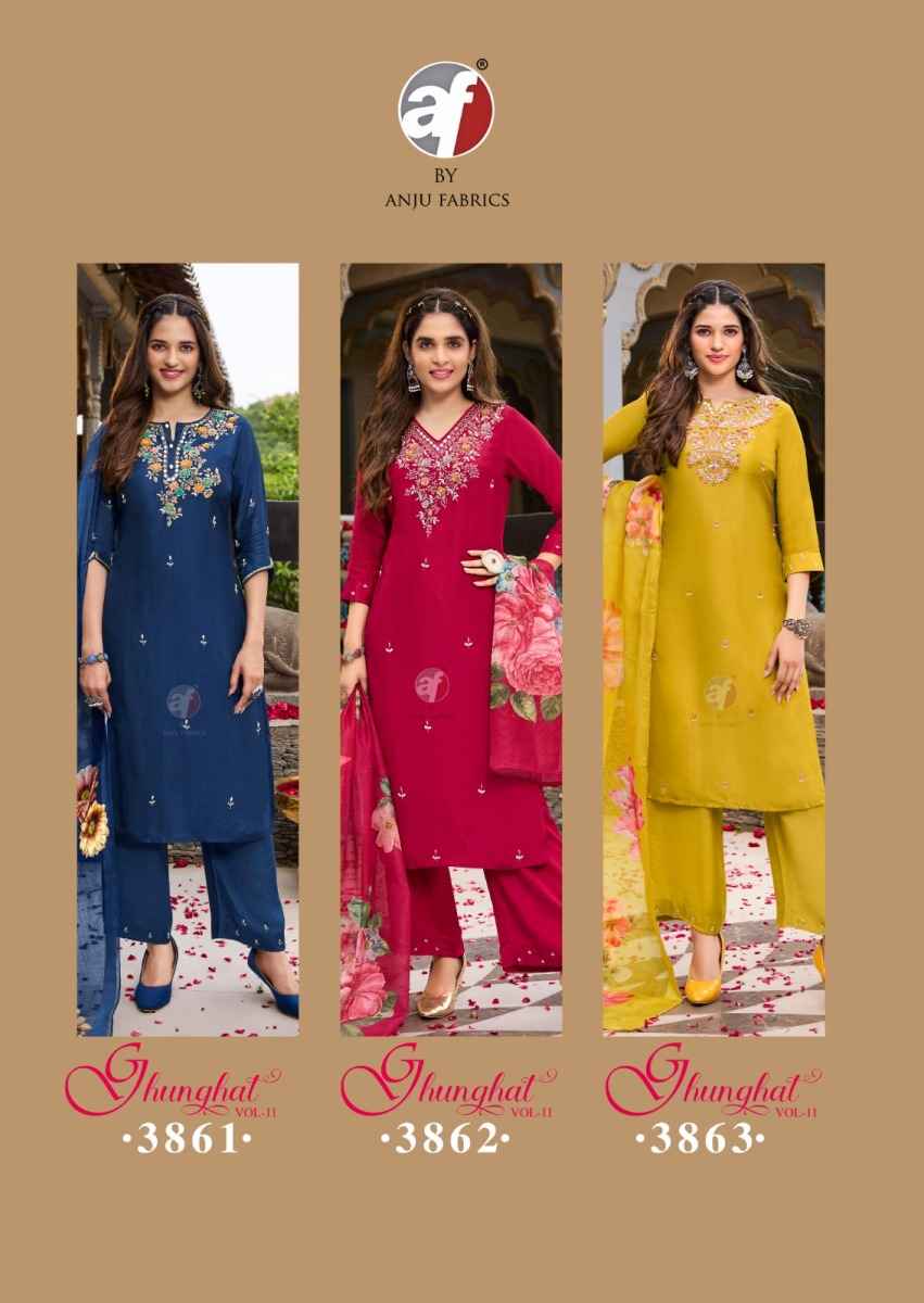 Anju Fabrics Ghunghat Vol 11 Readymade Silk Dress 6 pcs Catalogue
