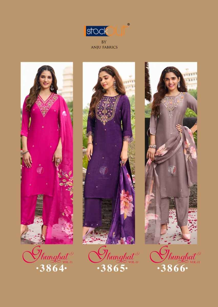 Anju Fabrics Ghunghat Vol 11 Readymade Silk Dress 6 pcs Catalogue