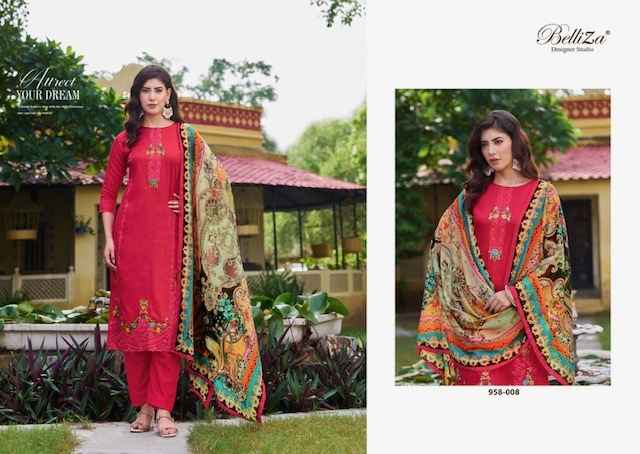 Belliza Zarqash Jam Dress Material 8 pcs Catalogue