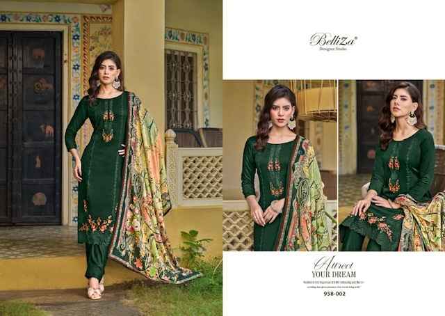 Belliza Zarqash Jam Dress Material 8 pcs Catalogue