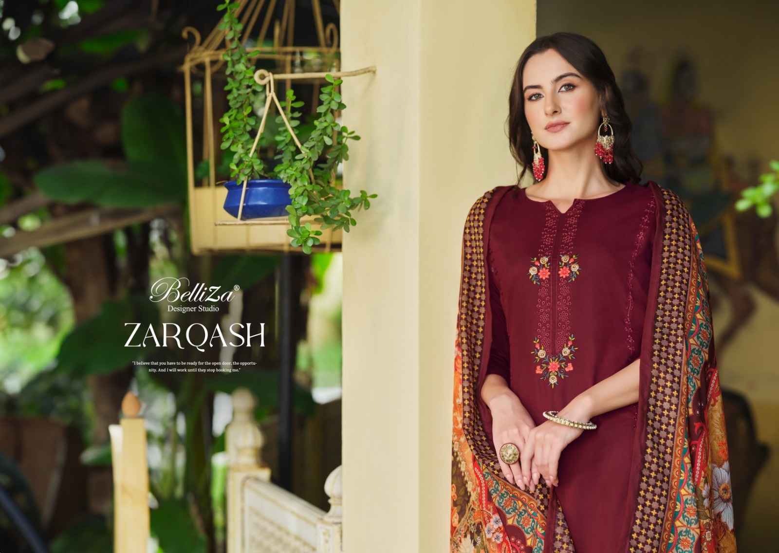 Belliza Zarqash Jam Dress Material 8 pcs Catalogue