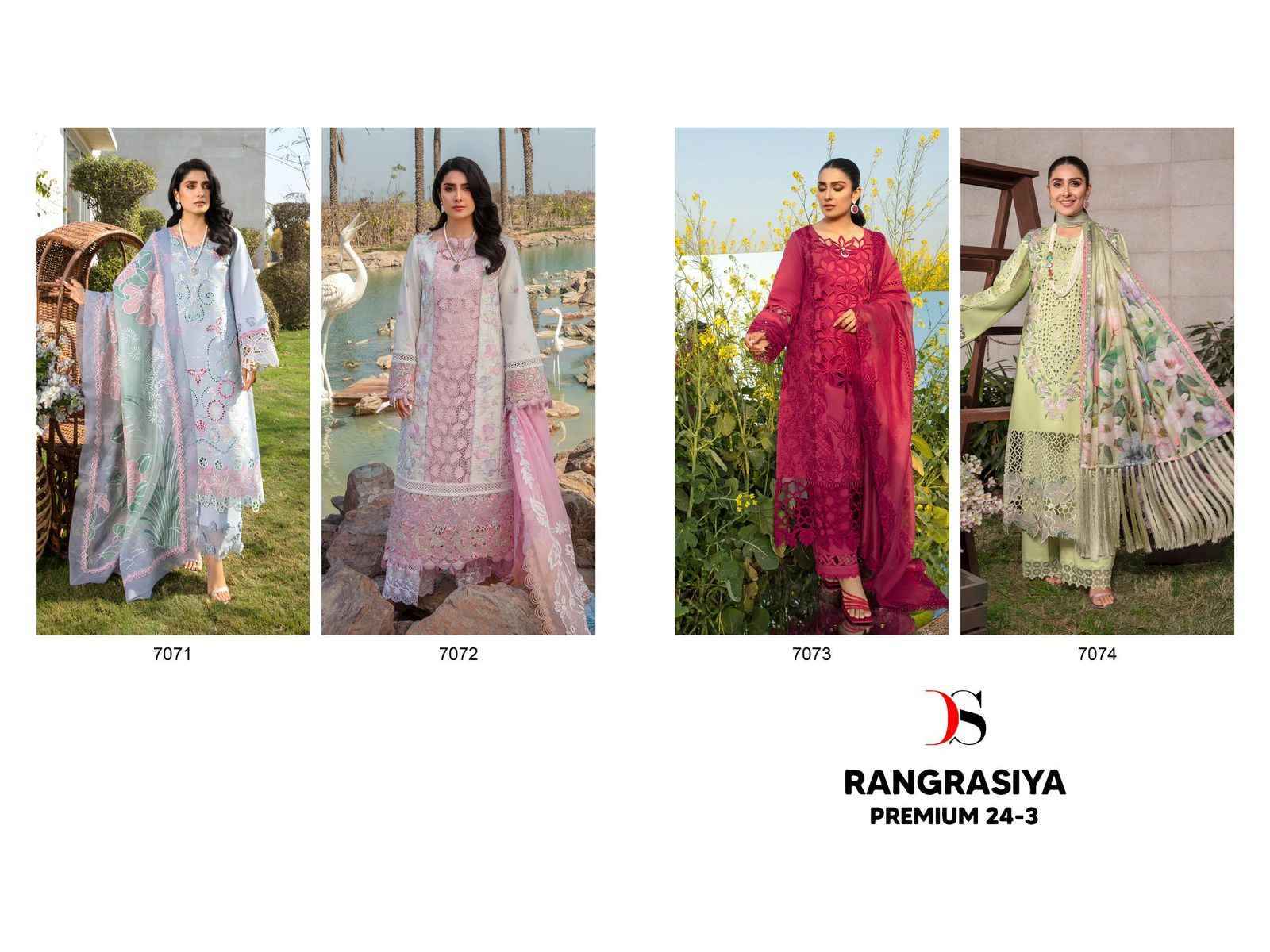 Deepsy Rang Rasiya Premium 24-3 Cotton Dress Material 4 pcs Cataloge