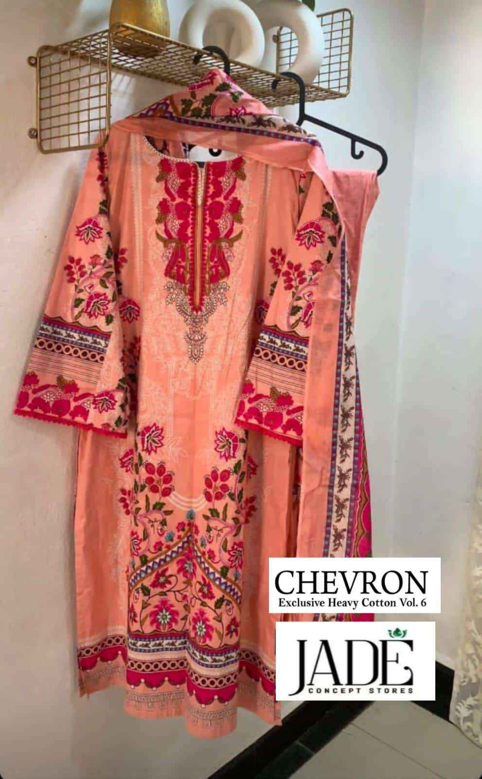 Jade Chevron Exclusive Heavy Cotton Vol 6 Readymade  Lawn Cotton Dress 6 pcs Catalogue
