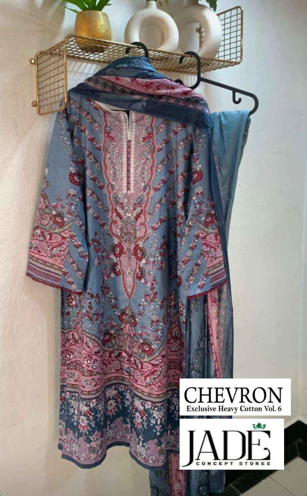 Jade Chevron Exclusive Heavy Cotton Vol 6 Readymade  Lawn Cotton Dress 6 pcs Catalogue