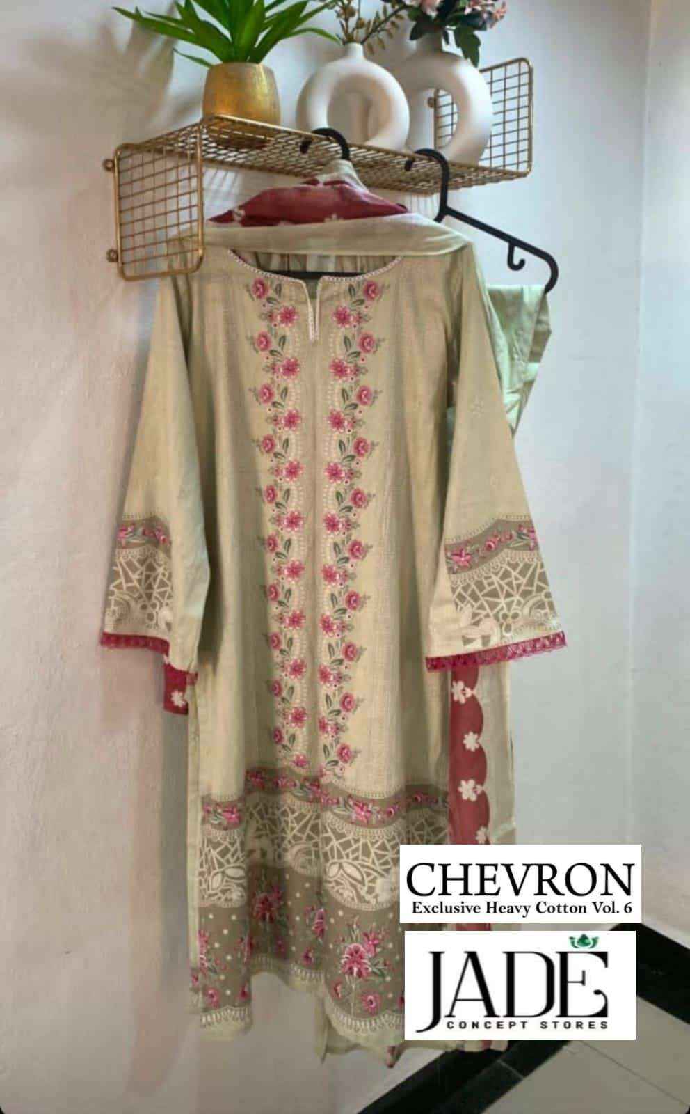 Jade Chevron Exclusive Heavy Cotton Vol 6 Readymade  Lawn Cotton Dress 6 pcs Catalogue