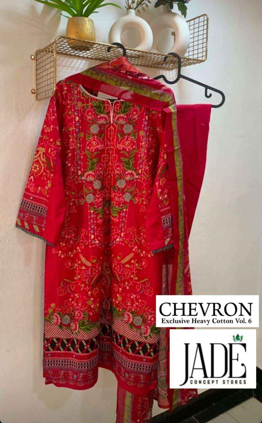 Jade Chevron Exclusive Heavy Cotton Vol 6 Readymade  Lawn Cotton Dress 6 pcs Catalogue