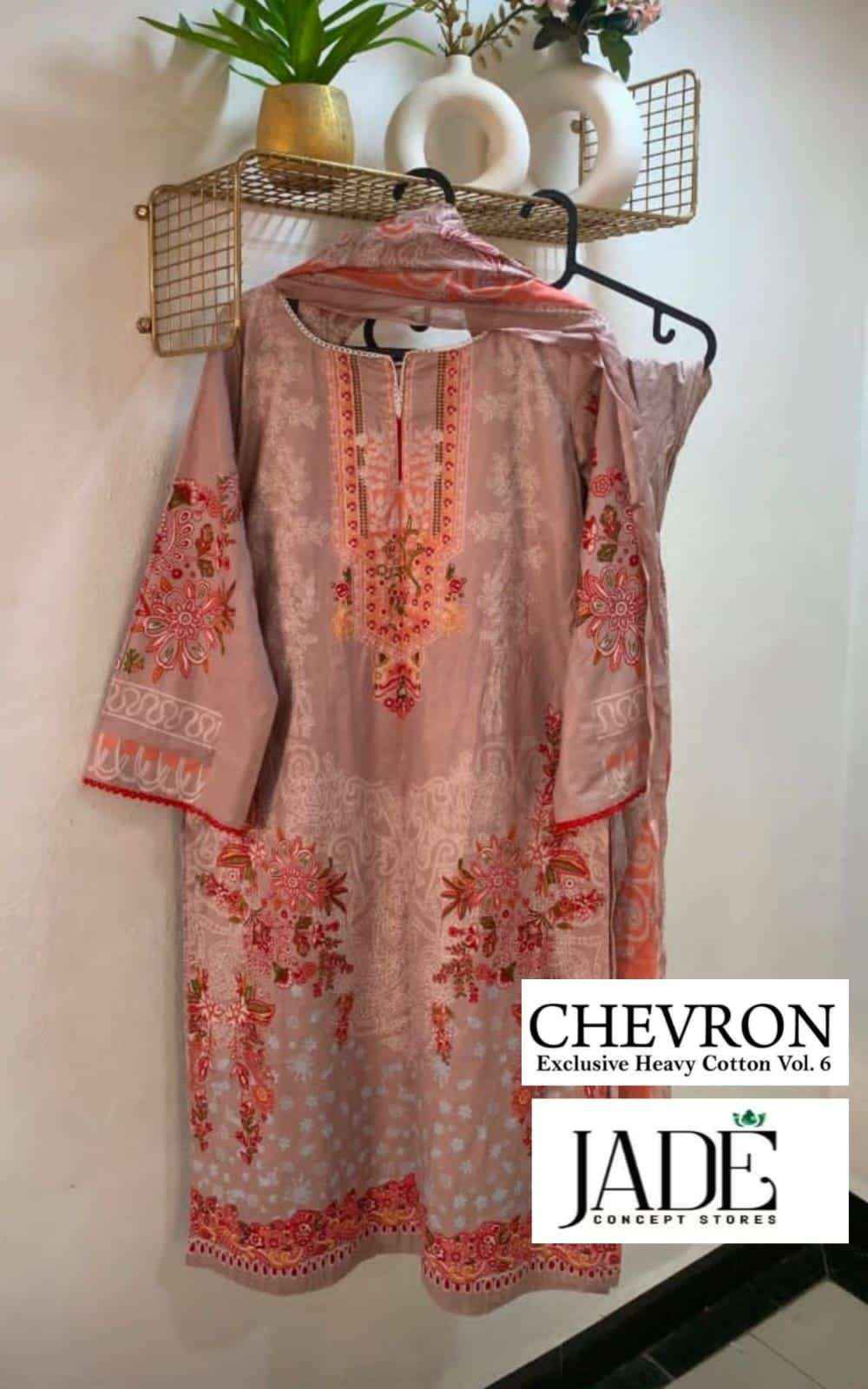 Jade Chevron Exclusive Heavy Cotton Vol 6 Readymade  Lawn Cotton Dress 6 pcs Catalogue