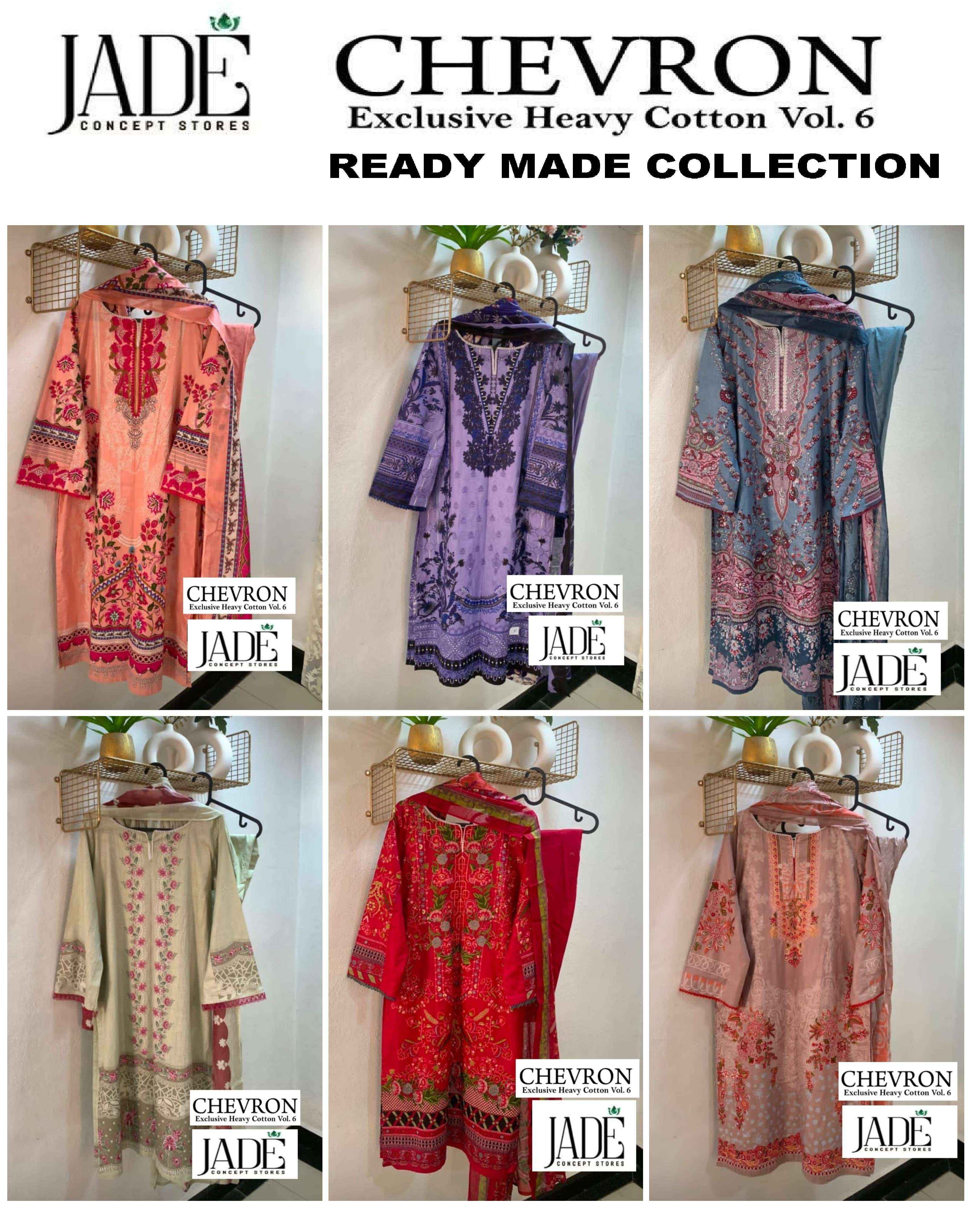 Jade Chevron Exclusive Heavy Cotton Vol 6 Readymade  Lawn Cotton Dress 6 pcs Catalogue