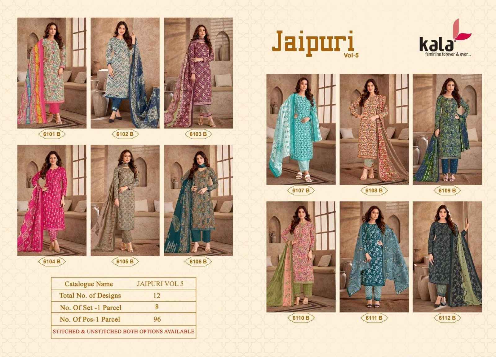 Kala Jaipuri Vol 5 Readymade Cotton Dress 12 Pc Catalog