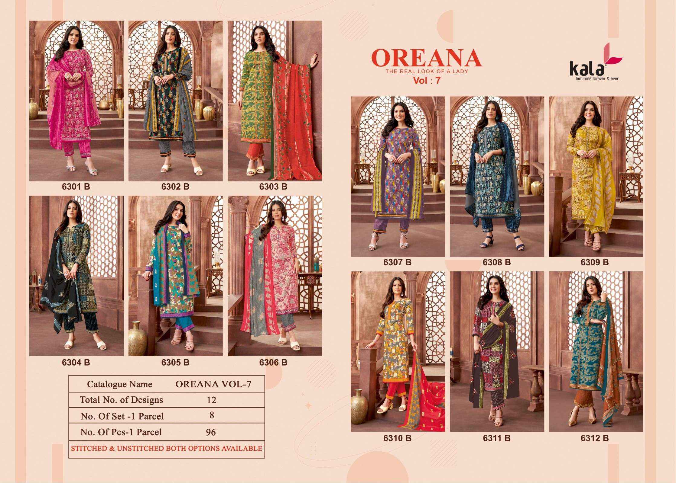 Kala Oreana Vol 7 Cotton Dress Material 12 pcs Catalogue