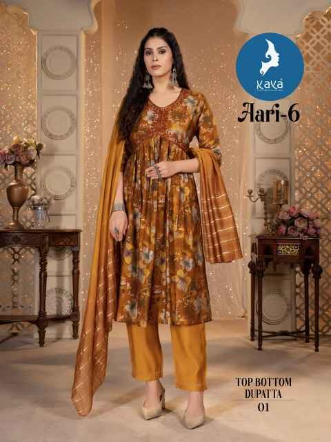 Kaya Aari 6 Chanderi Modal Kurti Combo 8 pcs Catalogue