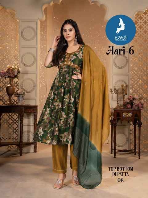 Kaya Aari 6 Chanderi Modal Kurti Combo 8 pcs Catalogue