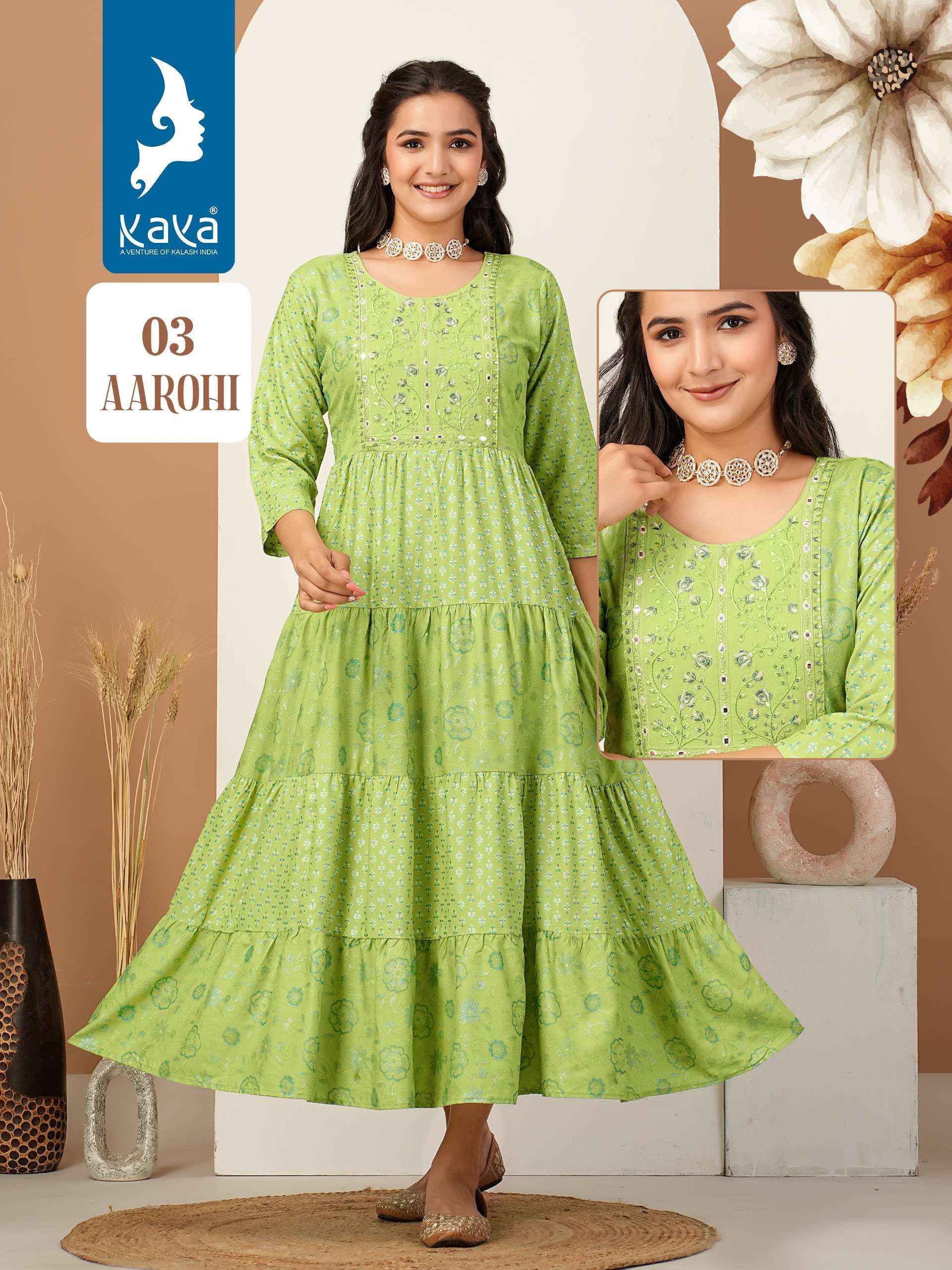 Kaya Aarohi Rayon Kurti 6 pcs Catalogue