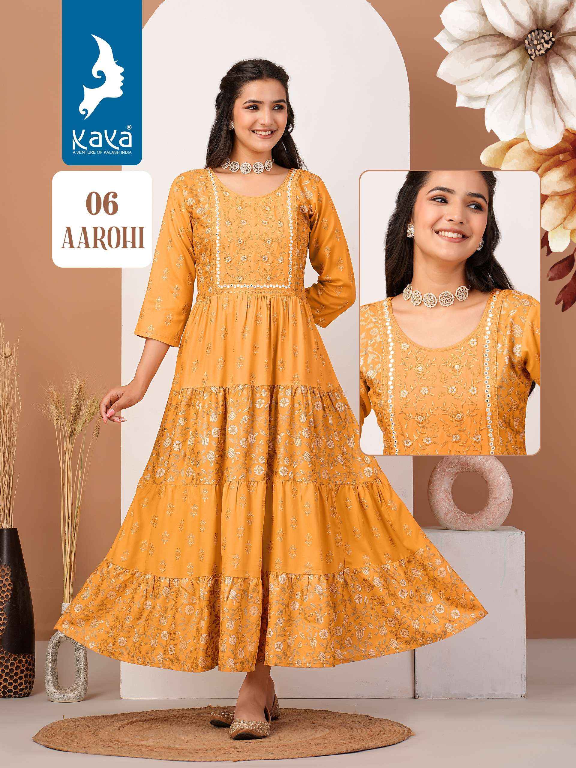 Kaya Aarohi Rayon Kurti 6 pcs Catalogue