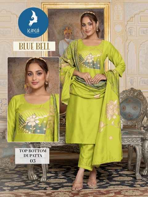 Kaya Blue Bell Viscose Chanderi Kurti Combo 6 pcs Catalogue