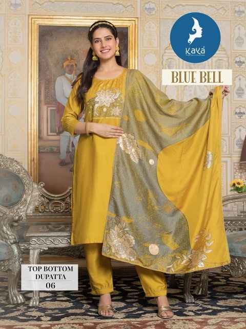 Kaya Blue Bell Viscose Chanderi Kurti Combo 6 pcs Catalogue