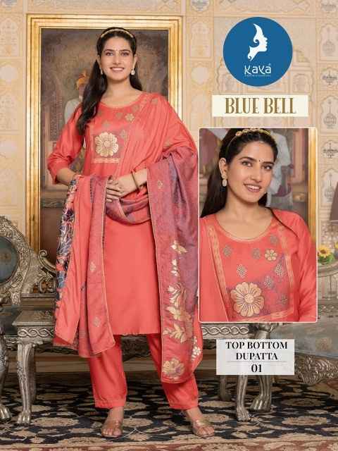 Kaya Blue Bell Viscose Chanderi Kurti Combo 6 pcs Catalogue