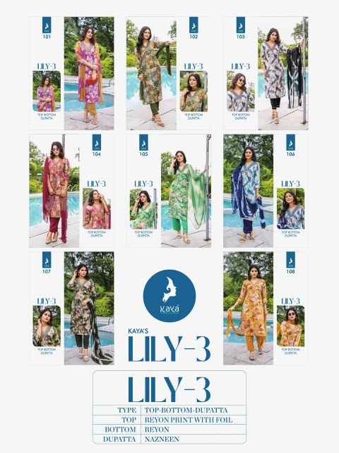 Kaya Lily 3 Rayon Kurti Combo 8 pcs Catalogue