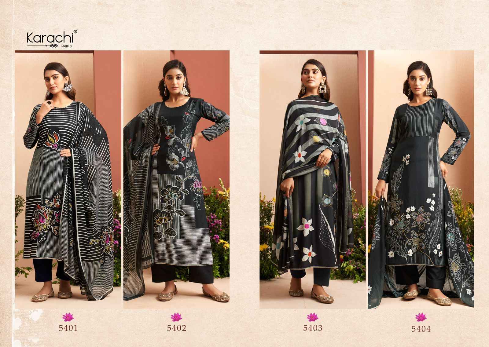 Kesar Karachi Prints Evara Muslin Dress Material 4 pcs Catalogue