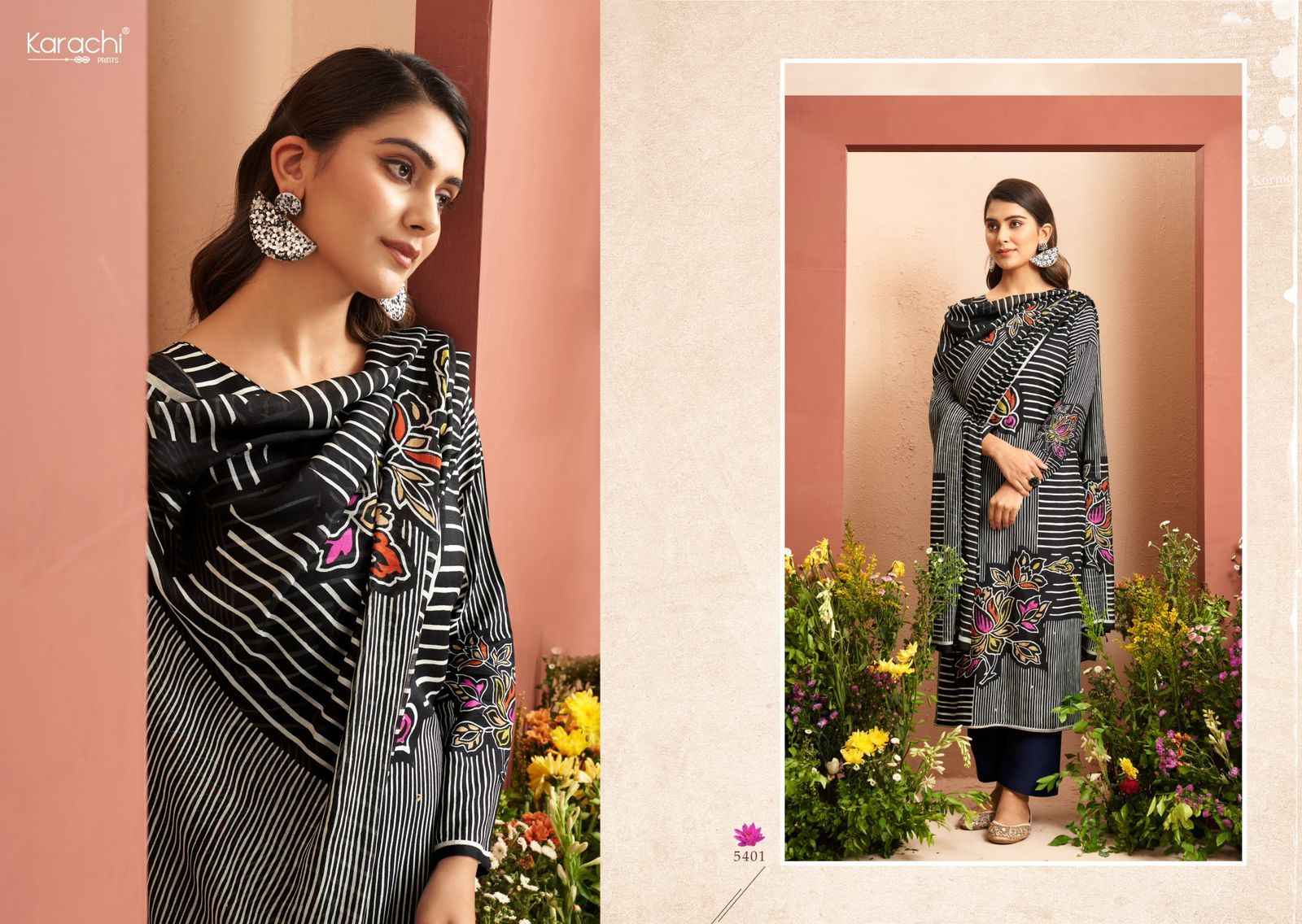 Kesar Karachi Prints Evara Muslin Dress Material 4 pcs Catalogue