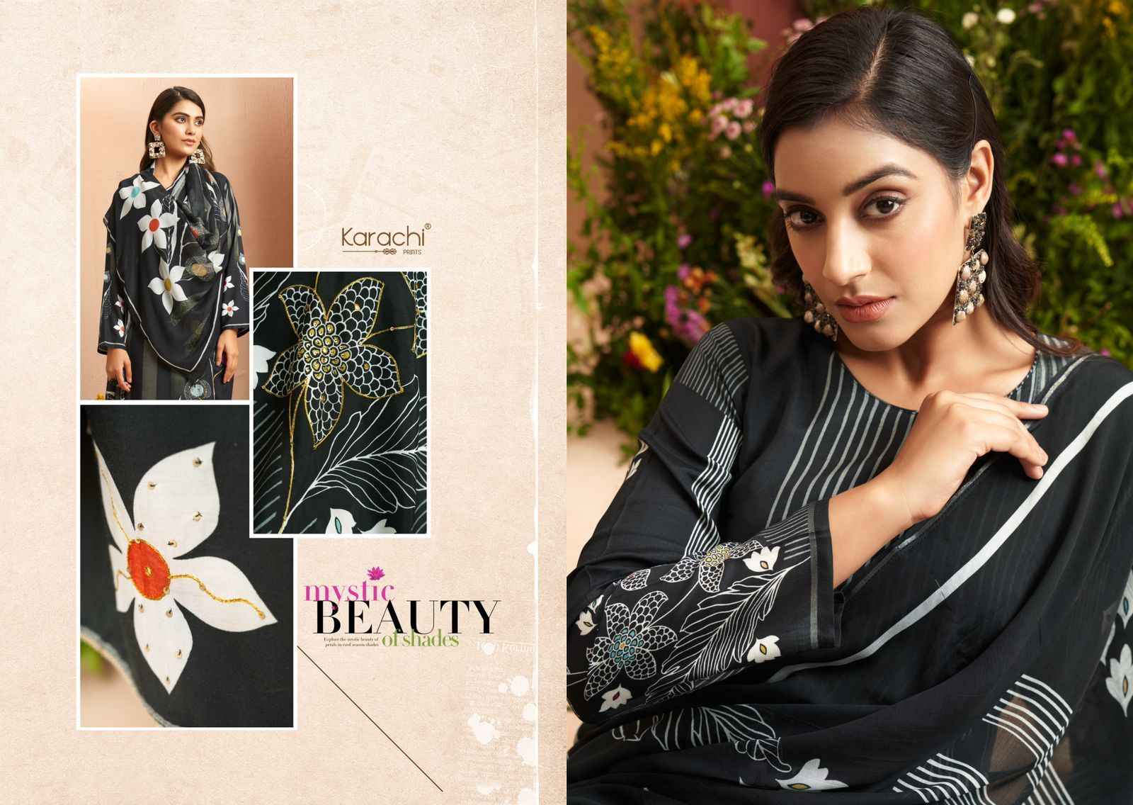 Kesar Karachi Prints Evara Muslin Dress Material 4 pcs Catalogue