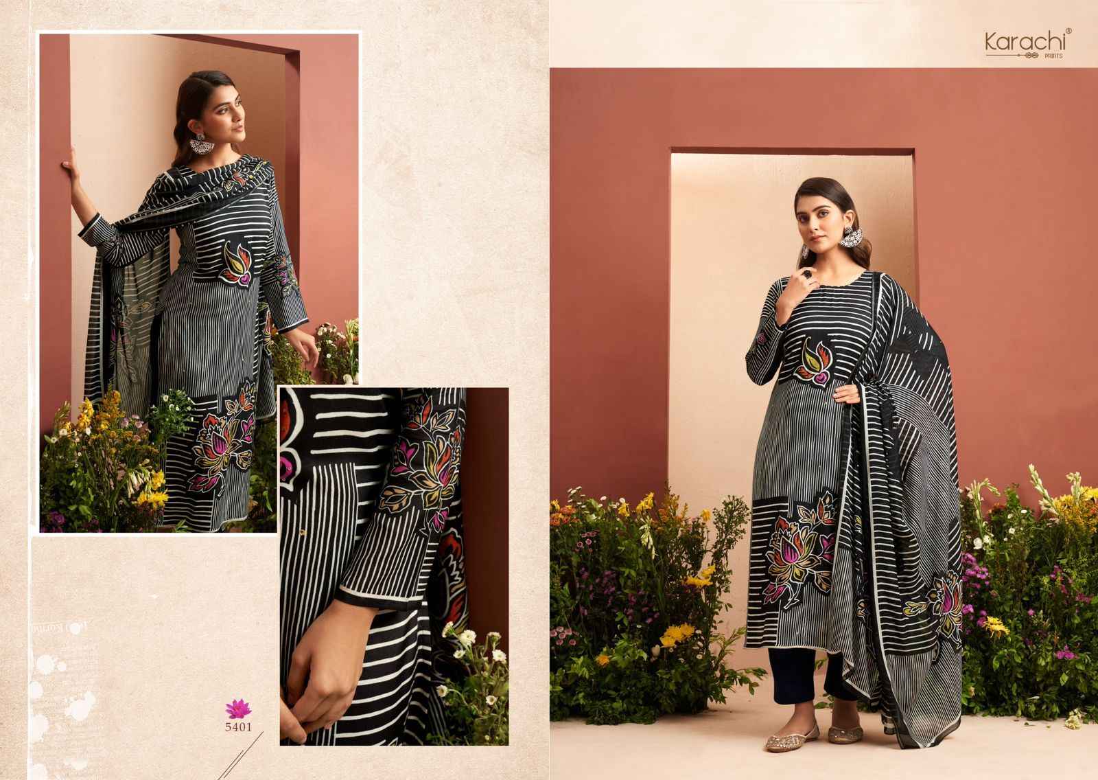 Kesar Karachi Prints Evara Muslin Dress Material 4 pcs Catalogue