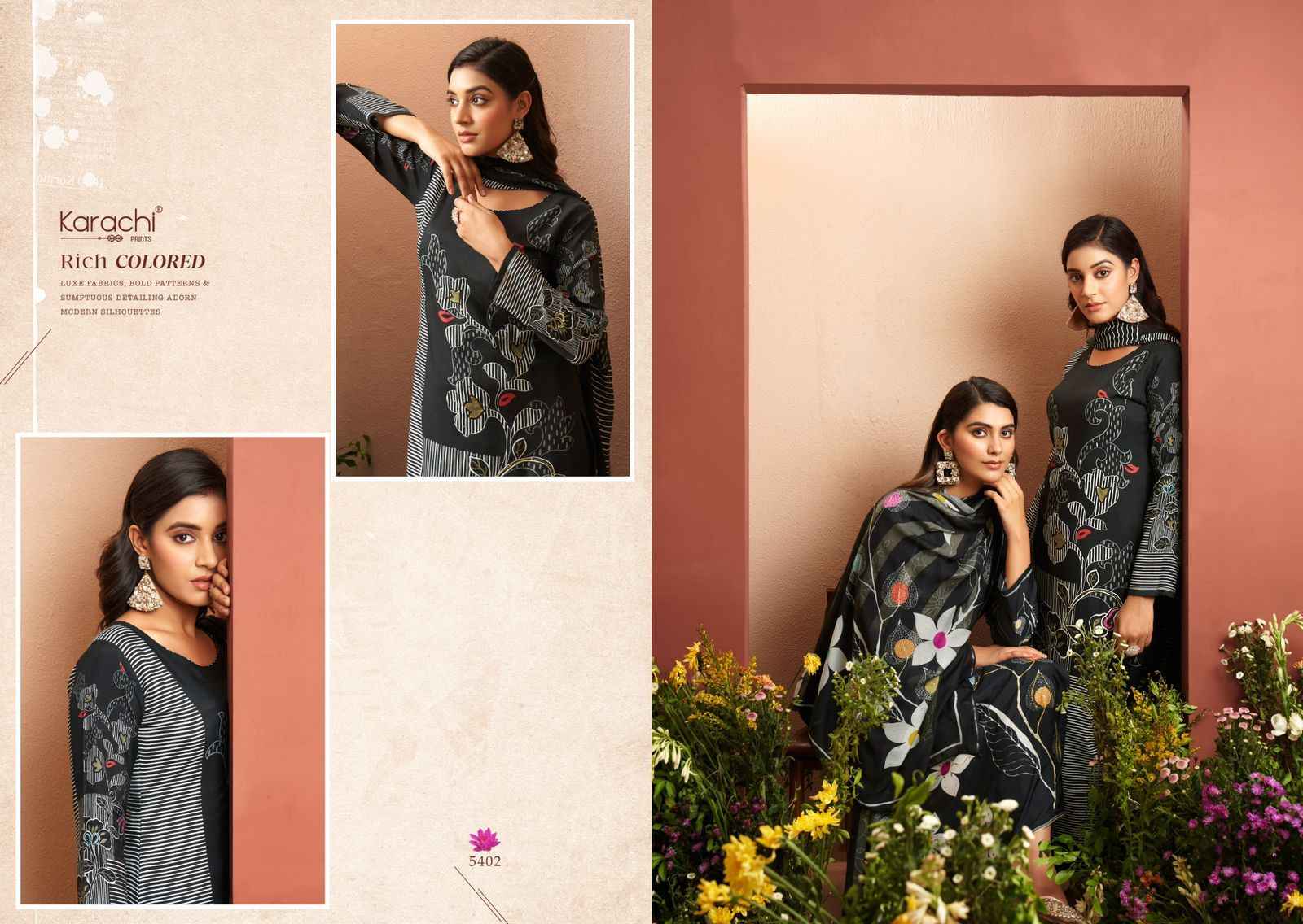 Kesar Karachi Prints Evara Muslin Dress Material 4 pcs Catalogue
