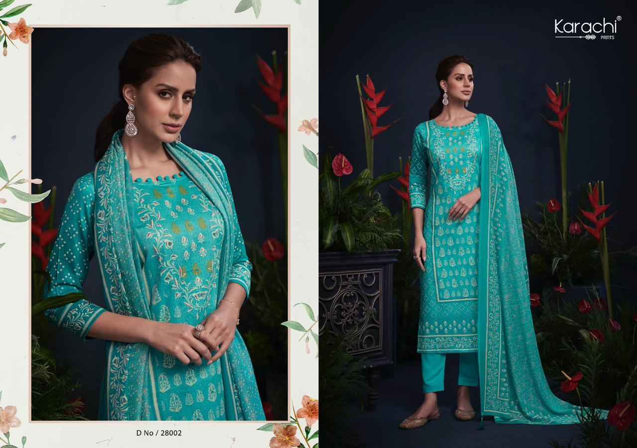 Kesar Karachi Prints Mahroom Viscose Dress Material 6 pcs Catalogue