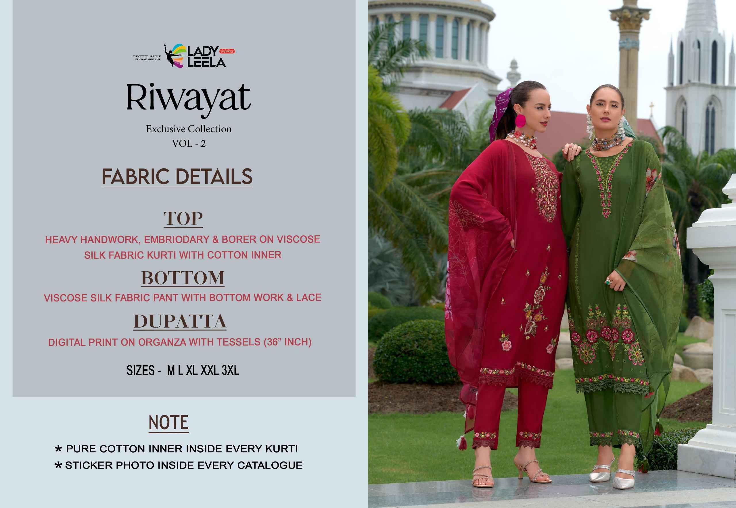 Lady Leela Riwayat Vol 2 Viscose Silk Kurti Combo 6 pcs Catalogue