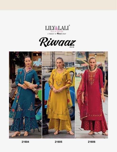 Lily & Lali Riwaaz Vol 6 Silk Kurti Combo 6 pcs Catalogue