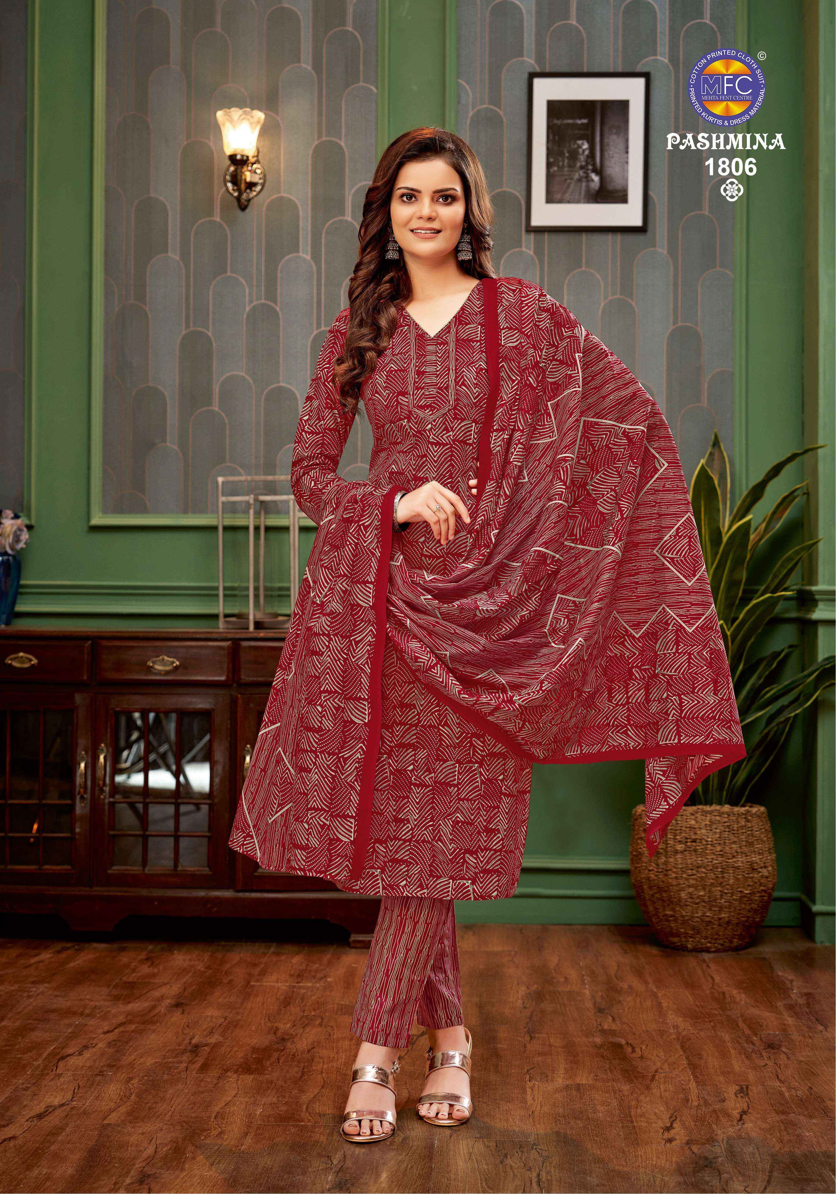 MFC Pashmina Vol-18 Cotton Dress Material 12 pcs Catalogue