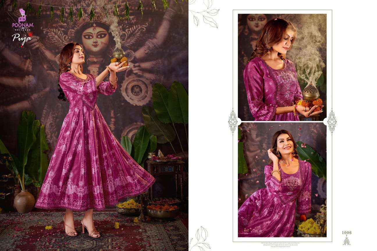 Poonam Designer Puja Crepe Gown 6 pcs Catalogue