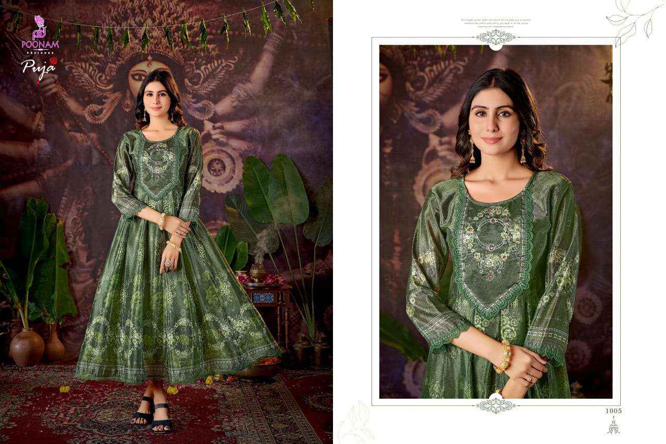 Poonam Designer Puja Crepe Gown 6 pcs Catalogue