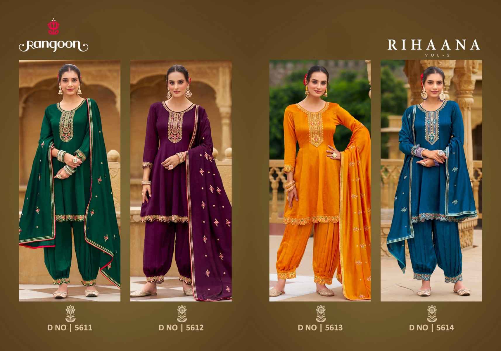 Rangoon Rihaana Vol 2 Silk Kurti Combo 4 pcs Catalogue